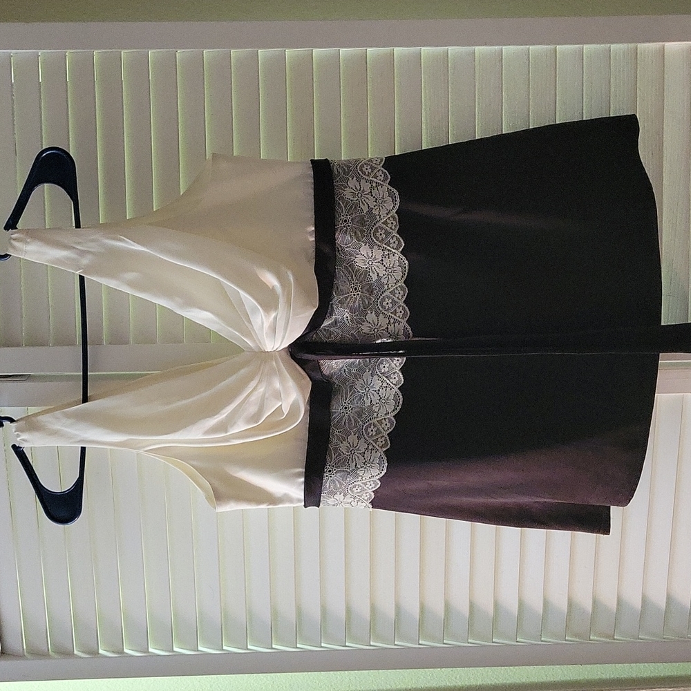 Silk black and cream dressy top